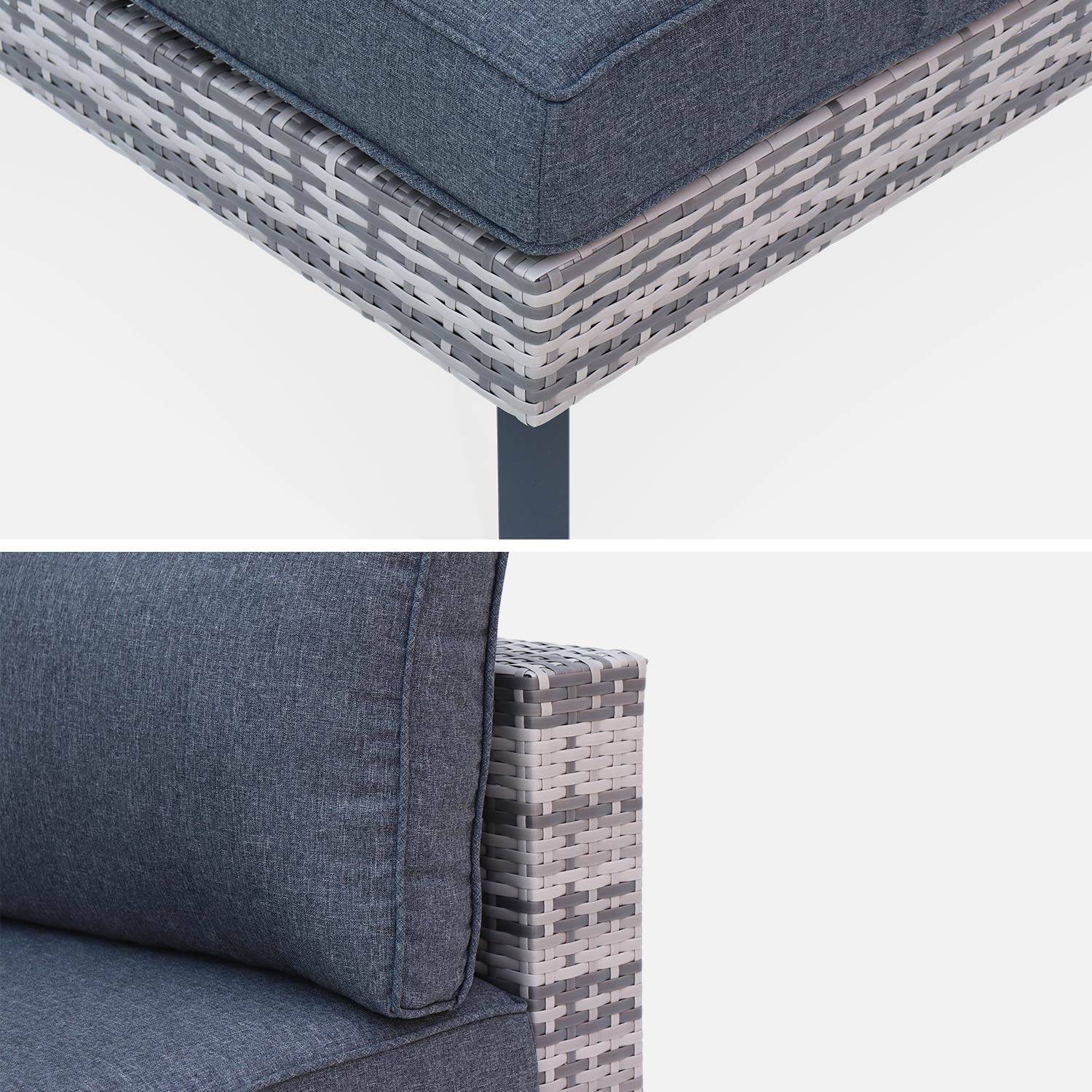 Conjunto de muebles de jardín de 5 plazas en resina tejida plana - Alba - tonos de gris y cojines gris oscuro Photo7