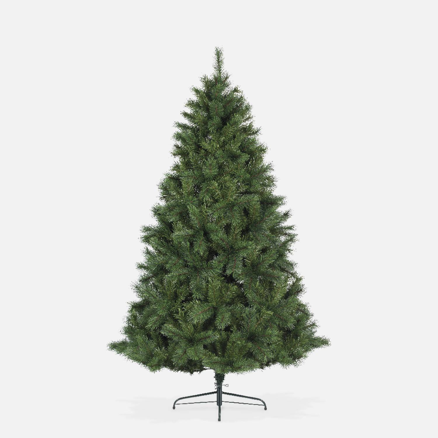 210 cm künstlicher Weihnachtsbaum - HINTON - dicht und buschig, Mix aus Nadeln, wahrheitsgetreues Aussehen, inklusive Ständer Photo1