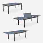 Ausziehbarer Tisch Gartengarnitur - Philadelphie Anthrazit - Aluminiumtisch 200/300 cm, Glasplatte, Verlängerung, 8 Sitze aus Textilene Photo5