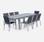 8 seater extendable table, chairs and armchairs set in alumimium and textilene, Grey / Charcoal Grey | sweeek