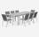 Salon de jardin Chicago 8 places table à rallonge extensible 175/245cm alu blanc textilène taupe