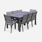 Ausziehbarer Tisch Gartengarnitur - Chicago Anthrazit/dunkelgrau - Aluminiumtisch 175/245 cm mit Verlängerung und 8 Sitzen aus Textilene Photo3