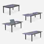 Ausziehbarer Tisch Gartengarnitur - Chicago Anthrazit/dunkelgrau - Aluminiumtisch 175/245 cm mit Verlängerung und 8 Sitzen aus Textilene Photo6