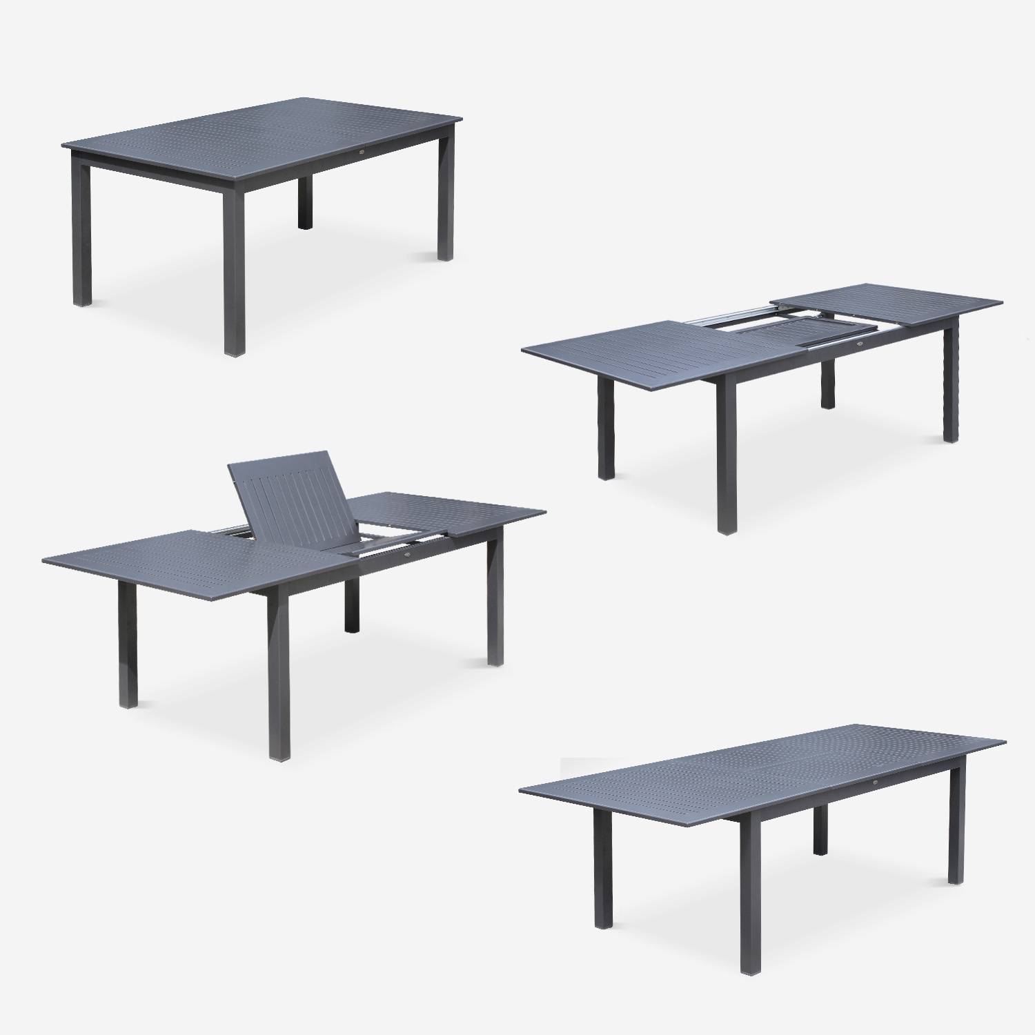 Ausziehbarer Tisch Gartengarnitur - Chicago Anthrazit/dunkelgrau - Aluminiumtisch 175/245 cm mit Verlängerung und 8 Sitzen aus Textilene Photo6