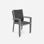 Set of 2 stackable armchairs - Chicago - Grey aluminium and Charcoal Grey textilene Photo4
