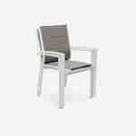 Lot de 2 fauteuils Chicago - Aluminium blanc et textilène taupe, empilables Photo2