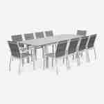 Lot de 2 fauteuils Chicago - Aluminium blanc et textilène taupe, empilables Photo4