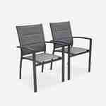 Lot de 2 fauteuils - Chicago / Odenton / Philadelphie Anthracite - En aluminium anthracite et textilène gris taupe, empilables Photo1