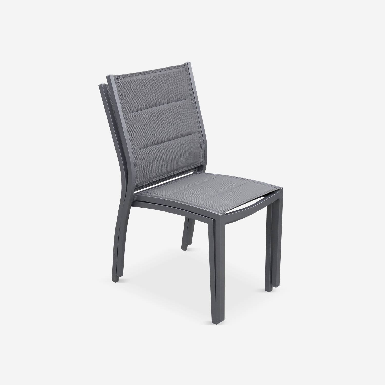 Lot de 2 chaises - Chicago / Odenton Anthracite - En aluminium anthracite et textilène gris taupe, empilables Photo5