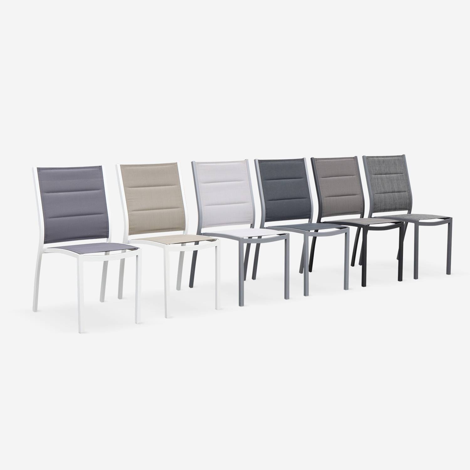 Lot De 4 Chaises De Jardin Empilables En Aluminium Et Textilène - Couleur Anthracite - Design Moderne - 6