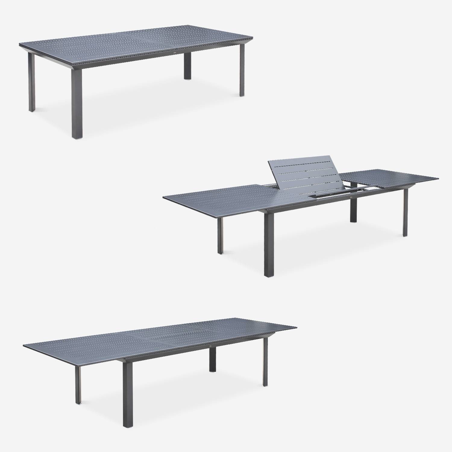 Salon de jardin table extensible - Odenton Anthracite - Grande table en aluminium 235/335cm avec rallonge et 10 assises en textilène Photo4