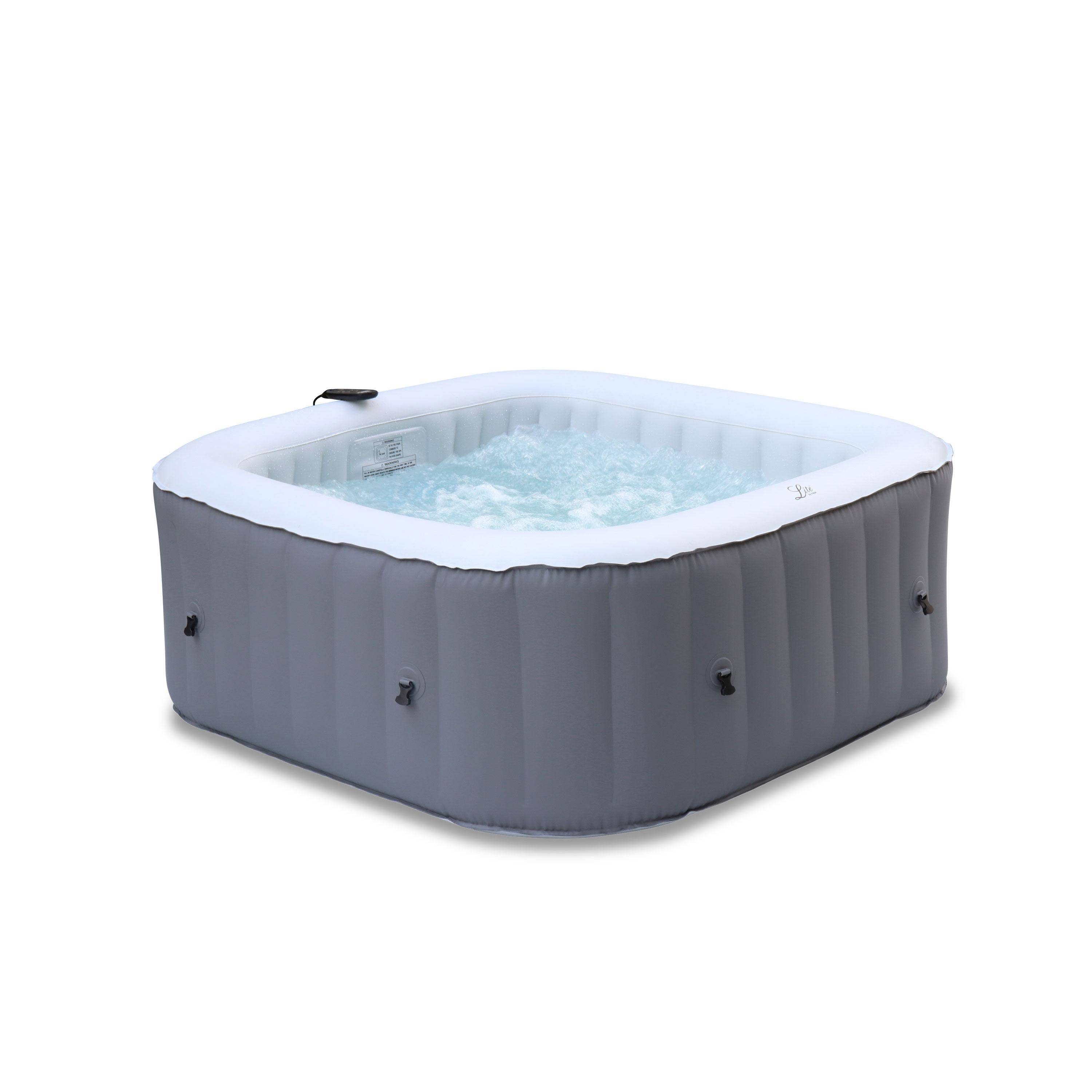 4-person square inflatable hot tub MSpa - 160cm square 4-person spa, PVC, pump, heater, filter, remote control - Fjord 4 - Grey,sweeek,Photo1