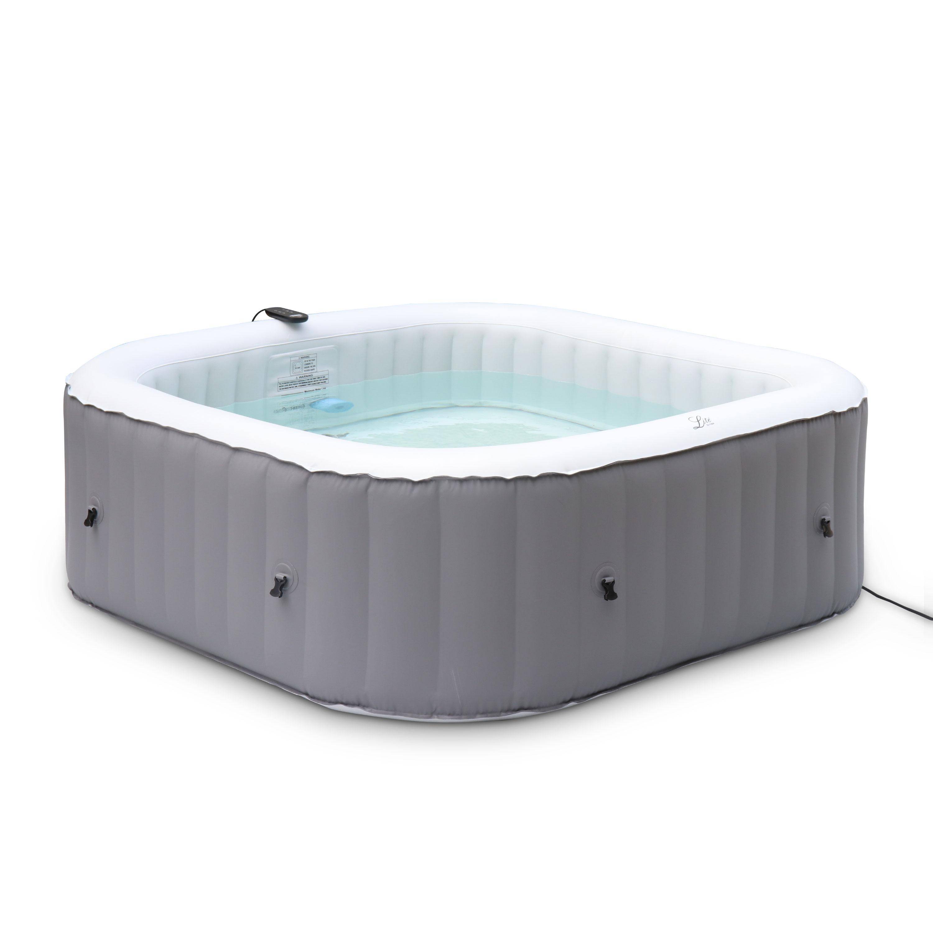 6-person square inflatable hot tub MSpa - 185cm square 6-person spa, PVC, pump, heater, filter, remote control - Fjord 6 - Grey Photo1
