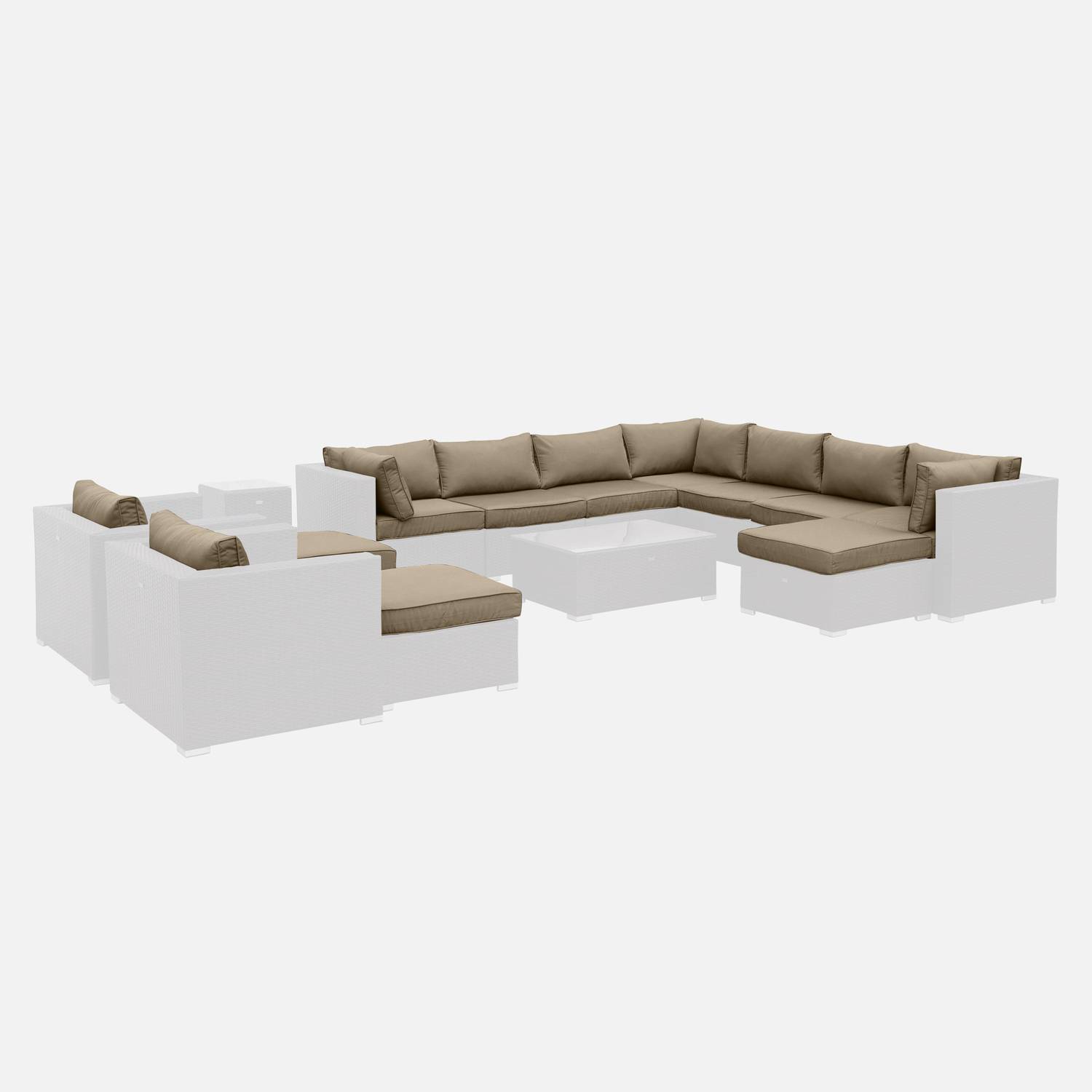 Set di fodere per cuscini, colore: Marrone, per salotto da giardino, modello: Tripoli - set completo Photo1