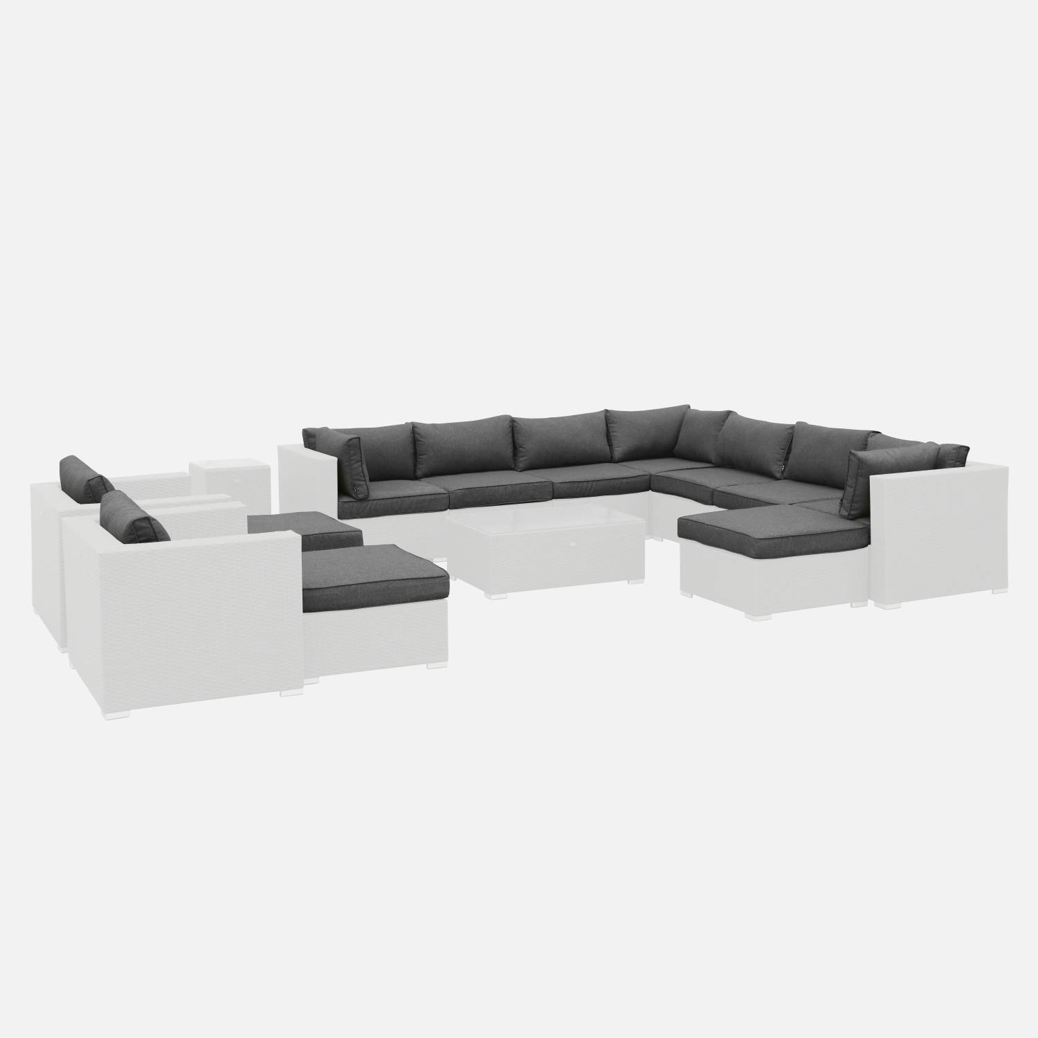 Complete set kussenhoezen voor Tripoli loungeset, polyester - grijs | sweeek