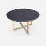 Borneo runder Gartentisch aus Faserzement Ø120cm und Brasilia Gartenstühle aus schwarzem Seil stapelbar Photo2