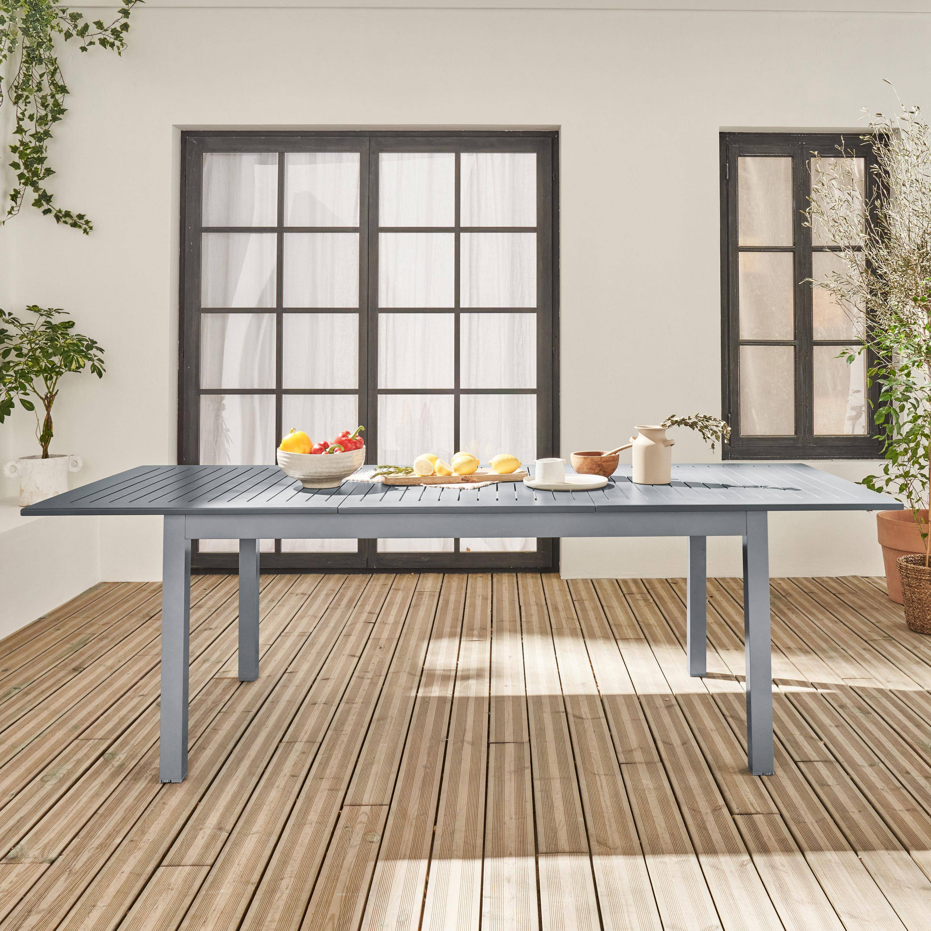 Table extensible - Chicago Anthracite - Table en aluminium 175/245cm avec rallonge, 8 places  Photo1
