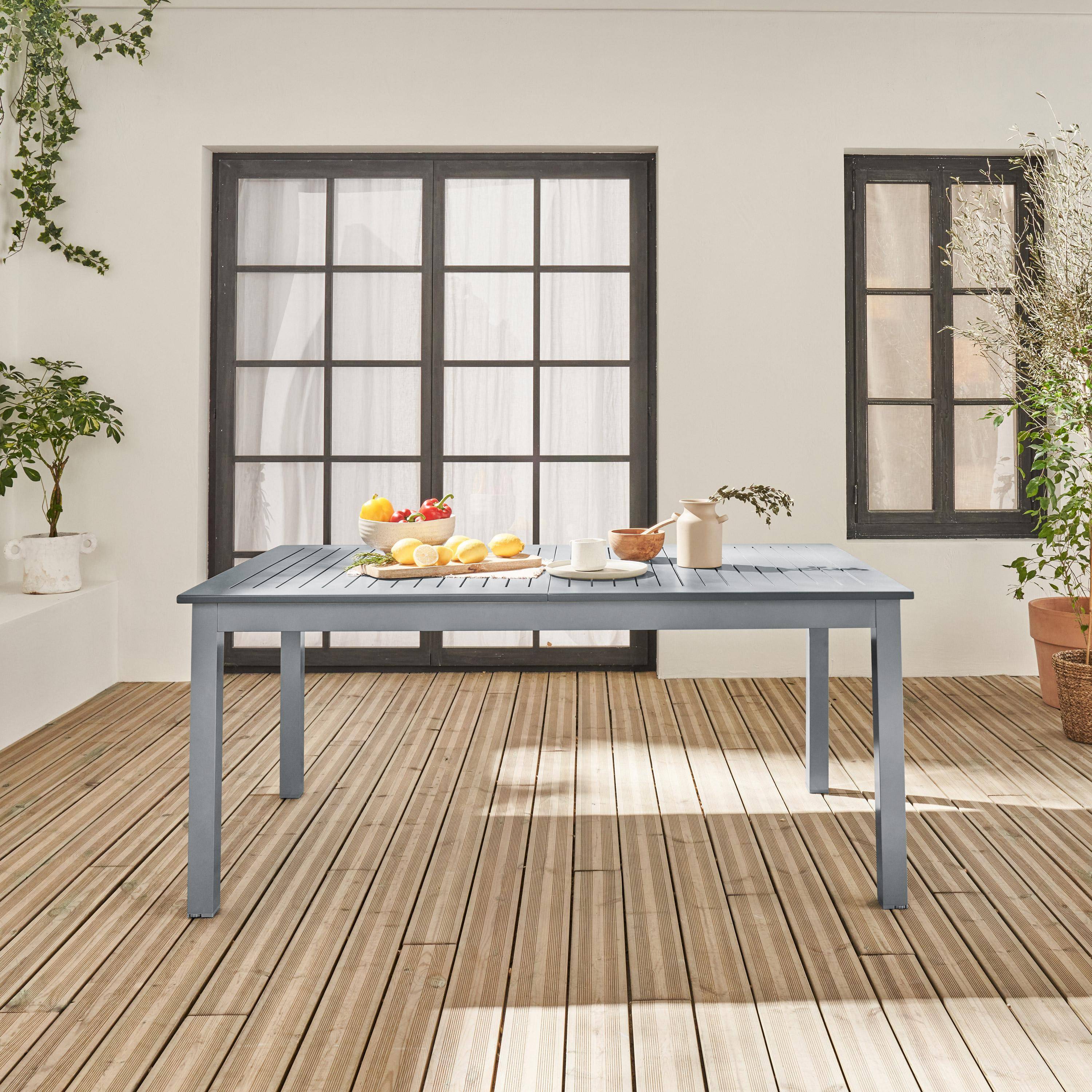 Table extensible - Chicago Anthracite - Table en aluminium 175/245cm avec rallonge, 8 places  Photo2