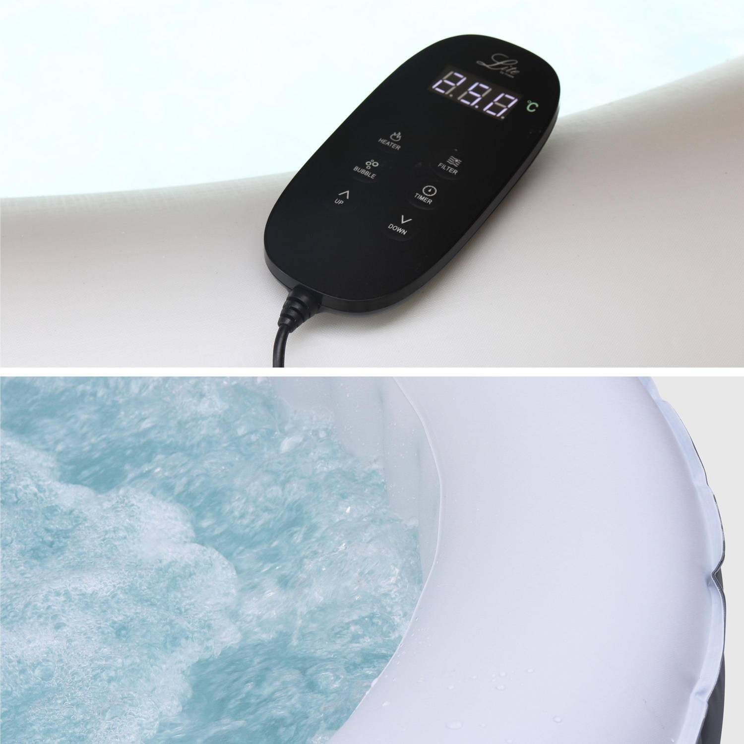 4-person round inflatable hot tub MSpa - Ø180cm round 4-person spa, PVC, pump, heater, filter, remote control - Kili 4 - Grey Photo3