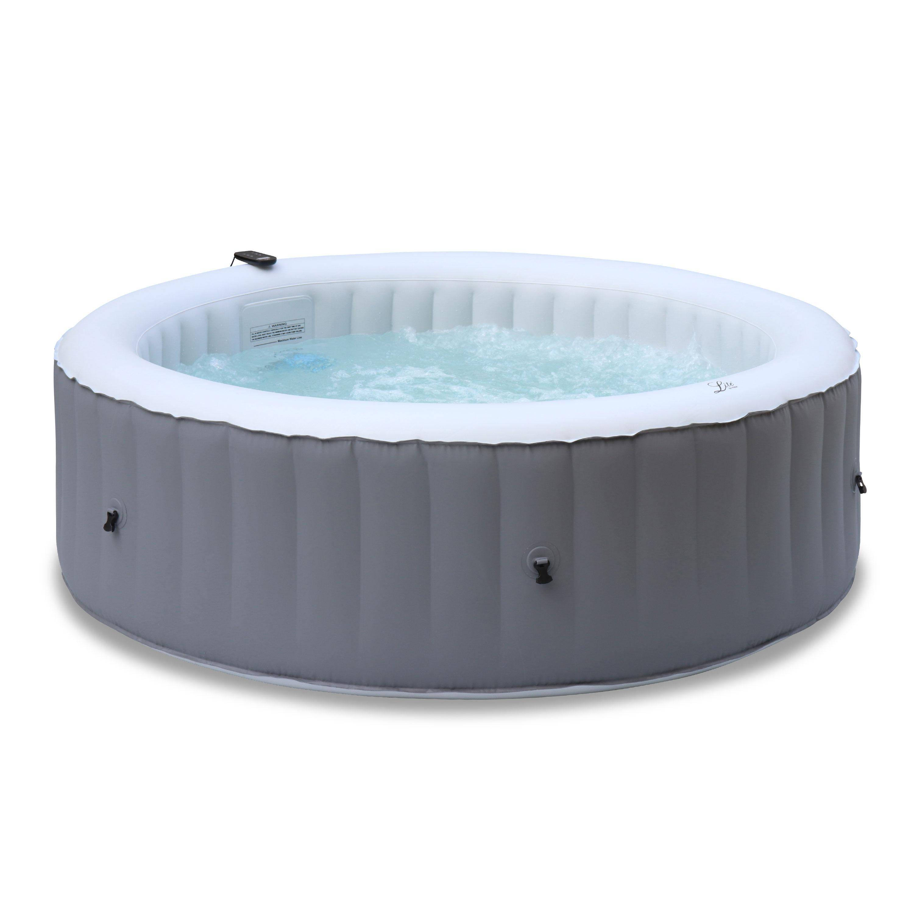  6-person round inflatable hot tub MSpa - Ø205cm round 6-person spa, PVC, pump, heater, filter, remote control - Kili 6 - Grey,sweeek,Photo1