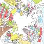 Mesa infantil para colorear Le voyage formidable - Coloritable Les drôles de bouilles, Made in Europe, borrable, 60x60cm, patas redondas de madera, rotuladores incluidos Photo4