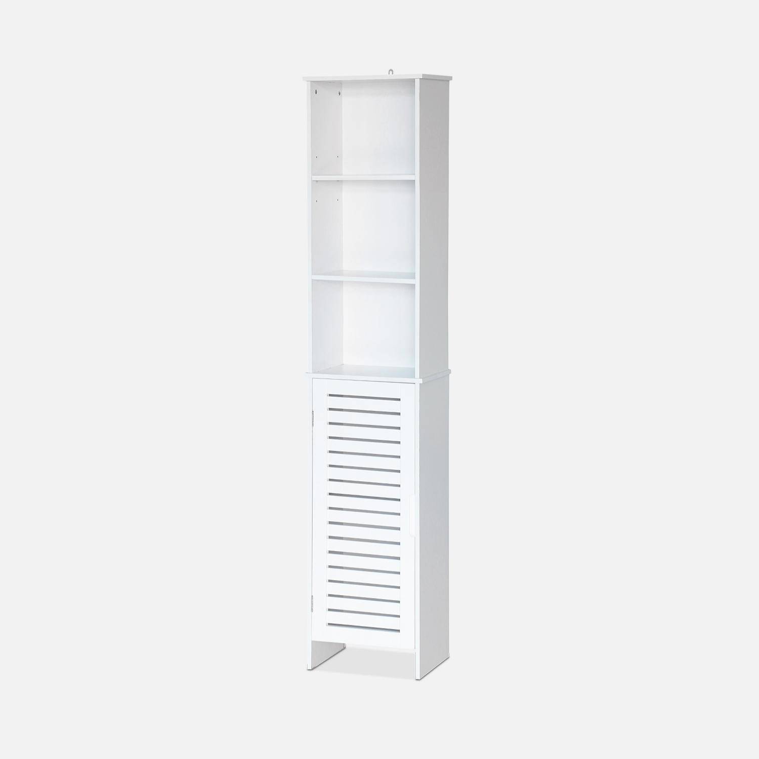  Armario de cuarto de baño - Rivage - 5 estantes, 1 puerta perforada, 5 niveles de almacenamiento Photo1