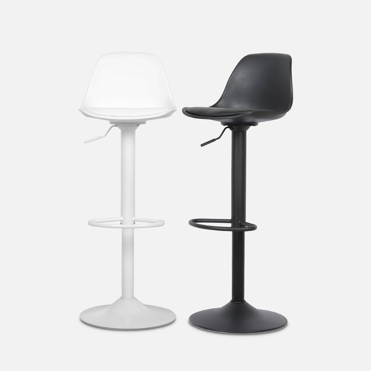 Pair of faux leather, rounded backrest, adjustable bar stools, seat height 61.5 - 83.5cm - Noah - Black Photo8