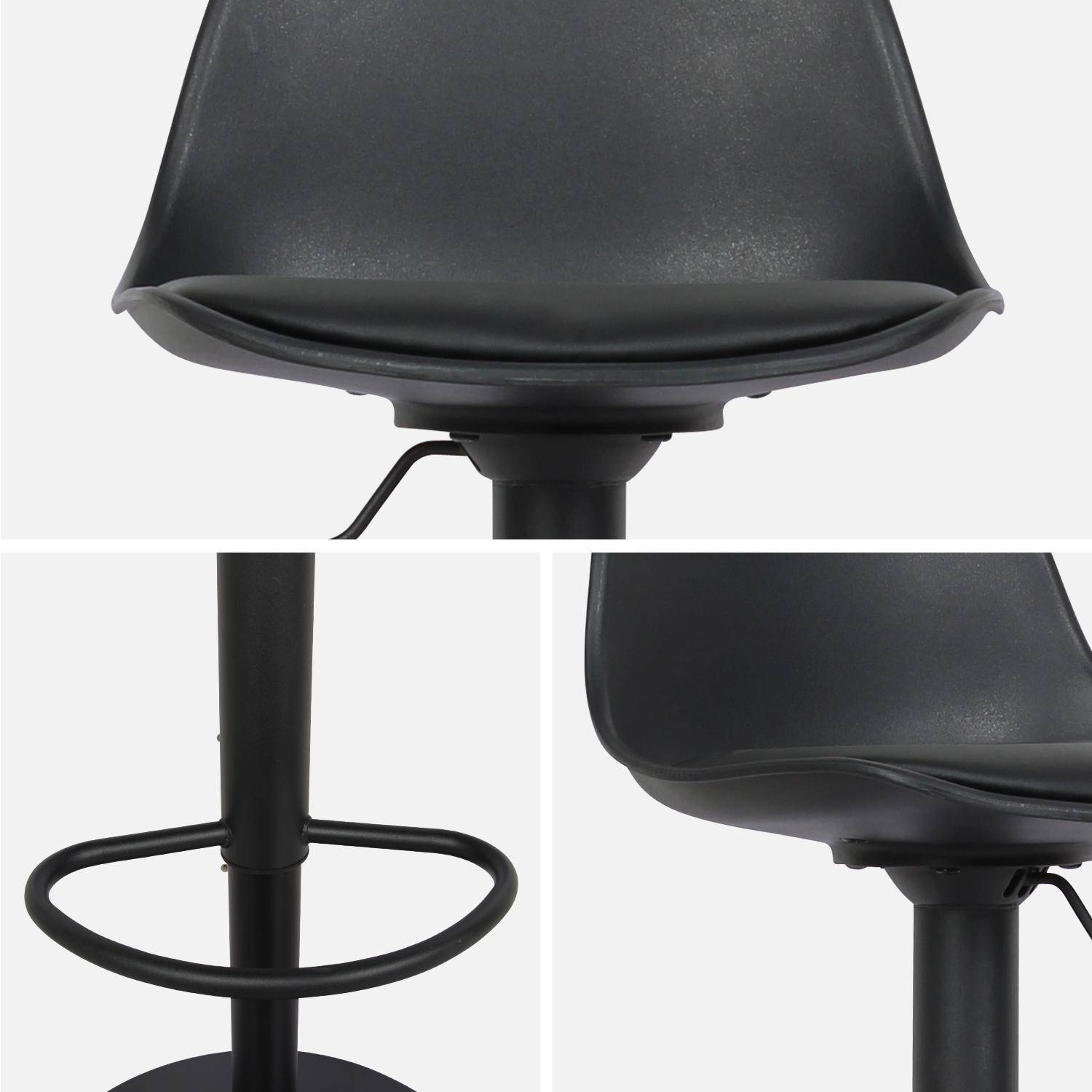 Pair of faux leather, rounded backrest, adjustable bar stools, seat height 61.5 - 83.5cm - Noah - Black Photo7
