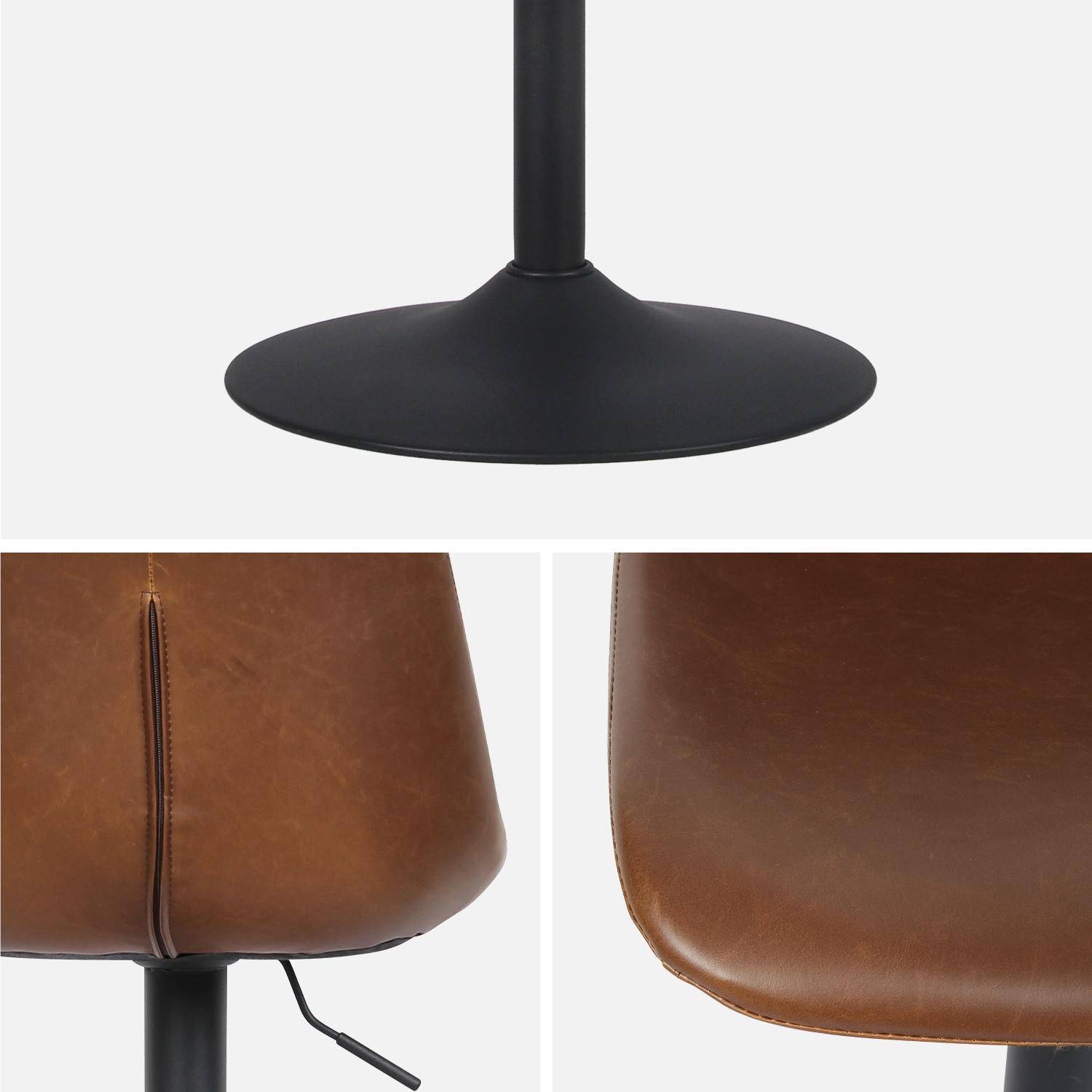 Lot de 2 tabourets de bar réglables - Noah - simili cuir marron - hauteur réglable 60,5/81,5cm, repose-pieds Photo6