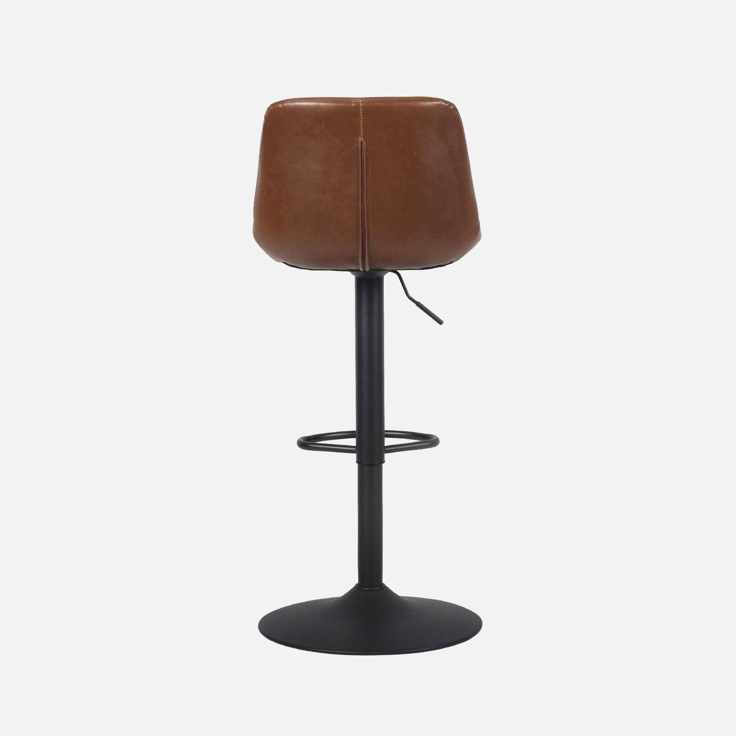 Lot de 2 tabourets de bar réglables - Noah - simili cuir marron - hauteur réglable 60,5/81,5cm, repose-pieds Photo5