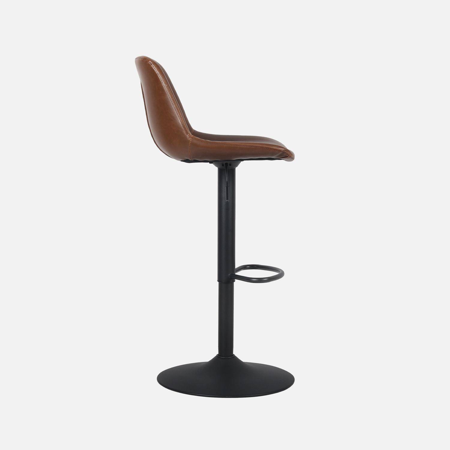 Lot de 2 tabourets de bar réglables - Noah - simili cuir marron - hauteur réglable 60,5/81,5cm, repose-pieds,sweeek,Photo4