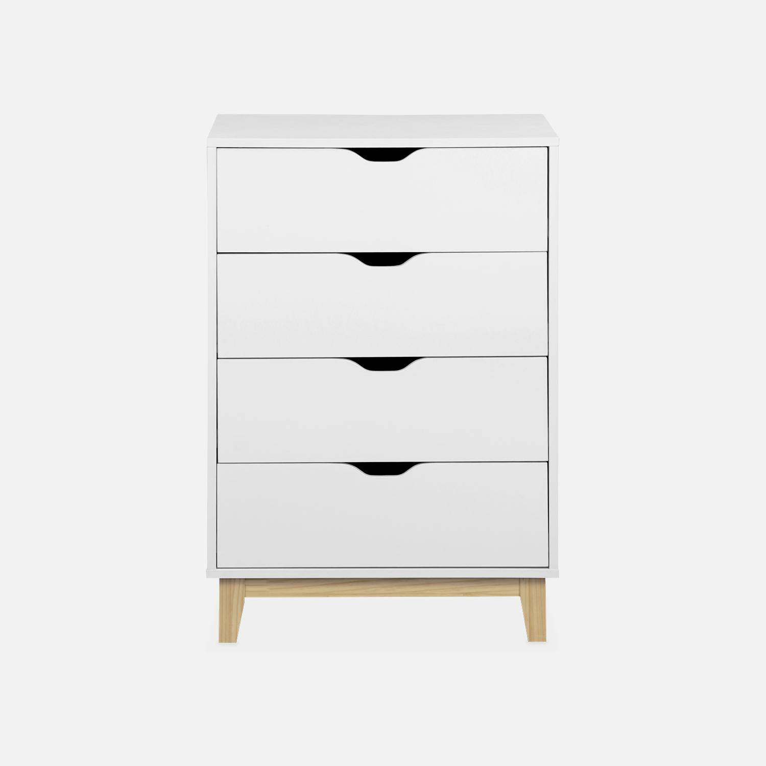 Minimalist Scandi-style 4 drawer chest, 60x40x90cm - Floki - White Photo4