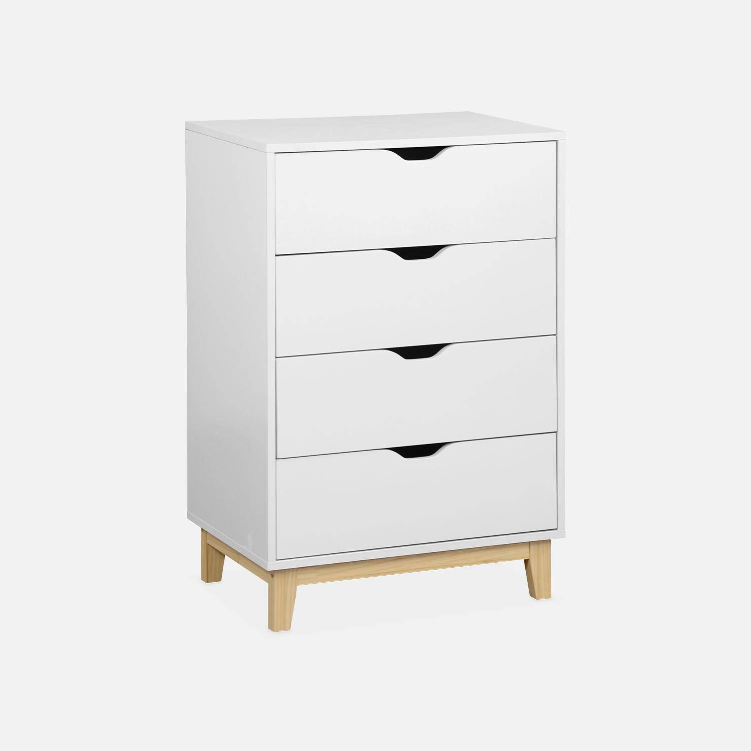 Minimalist Scandi-style 4 drawer chest, 60x40x90cm - Floki - White Photo3