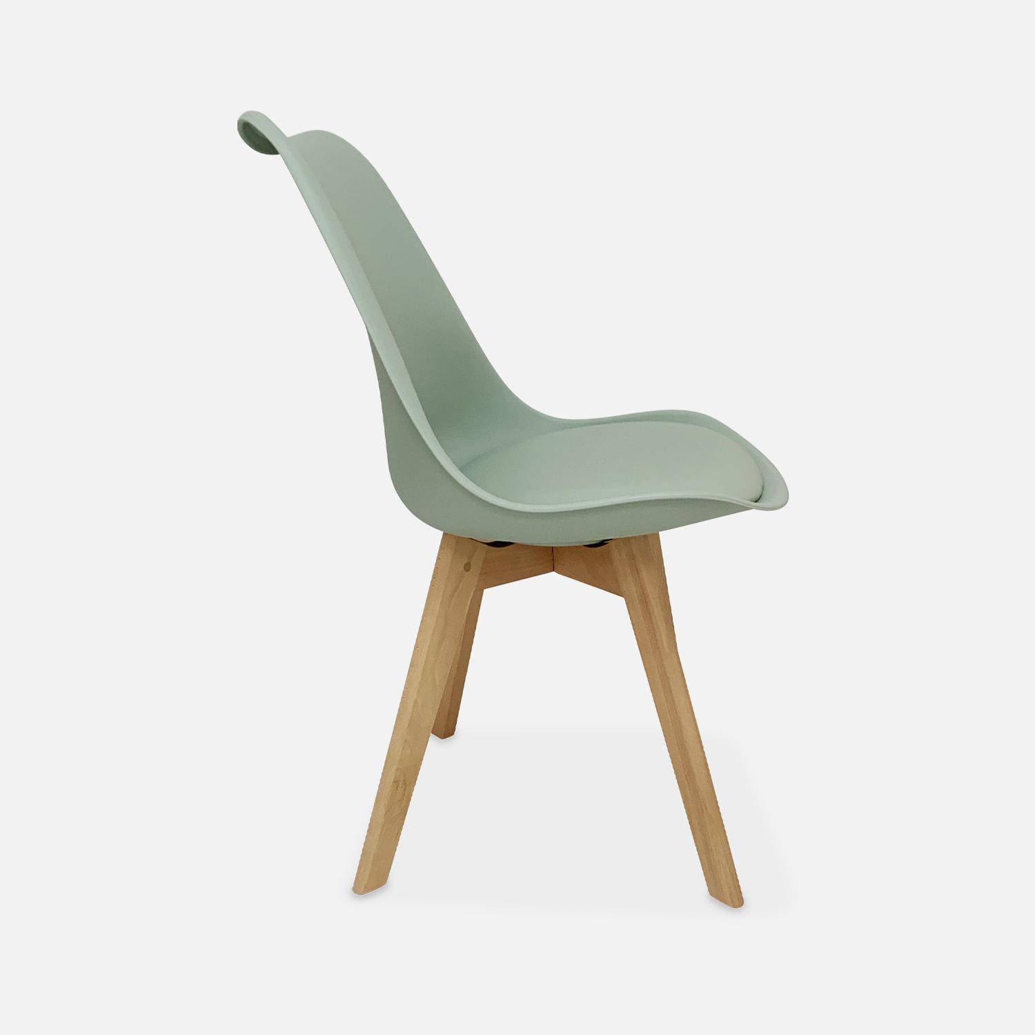 Juego de 4 sillas escandinavas, patas de haya, 1 plaza, verde celadón Photo5