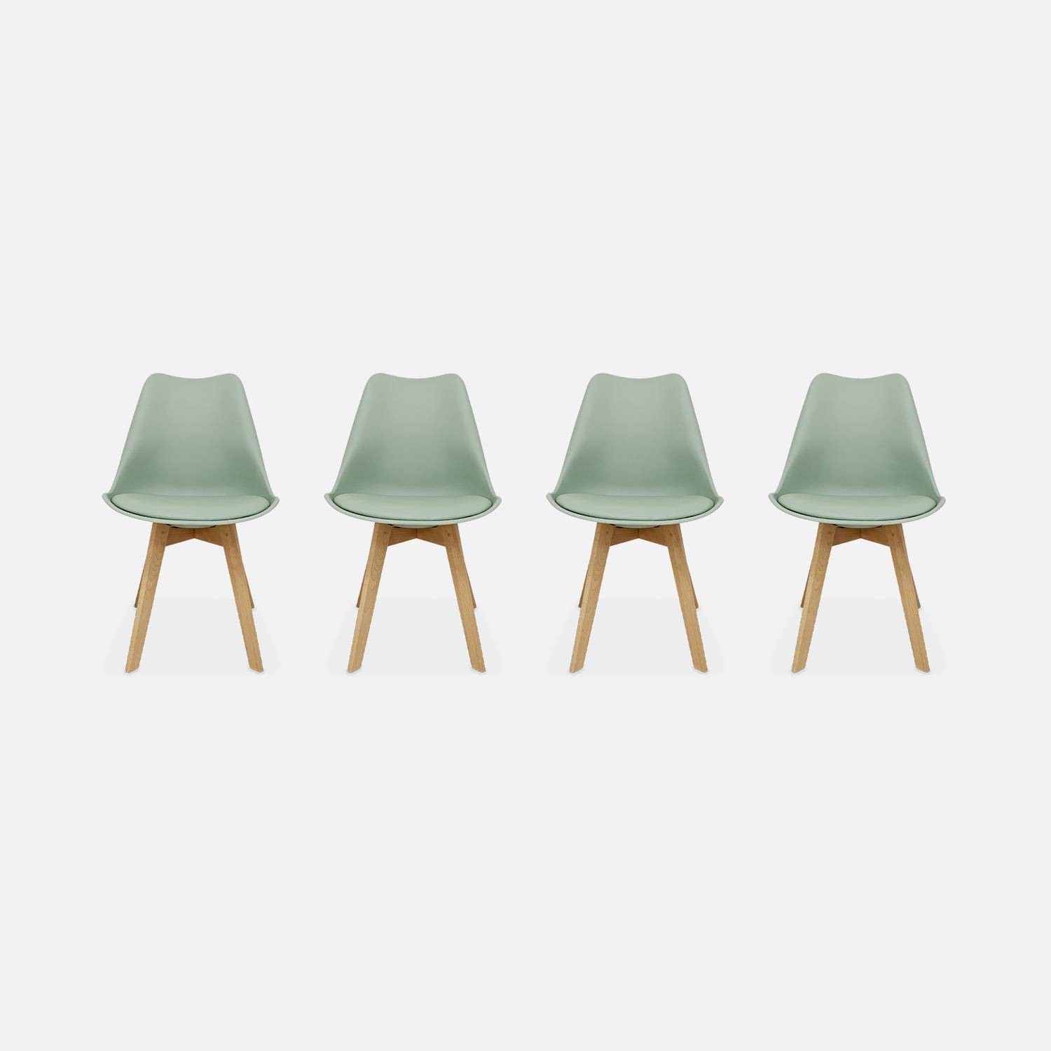 Set van 4 eetkamerstoelen, beukenhouten poten, Scandinavisch design, celadon groen,sweeek,Photo4