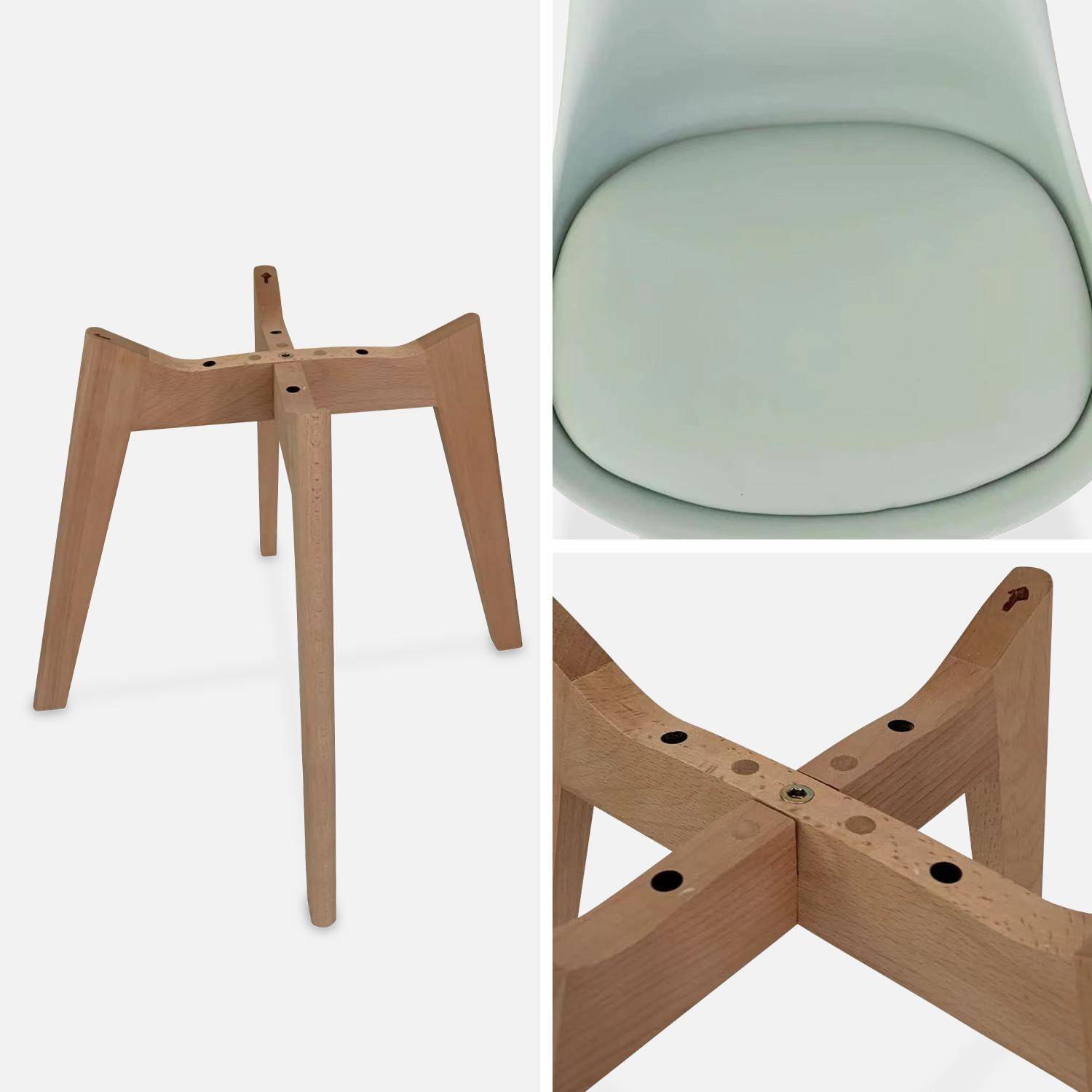 Lot de 4 chaises scandinaves, pieds bois de hêtre, chaises 1 place, vert céladon Photo7