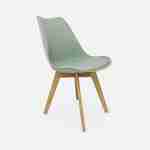 Lot de 4 chaises scandinaves, pieds bois de hêtre, chaises 1 place, vert céladon Photo4