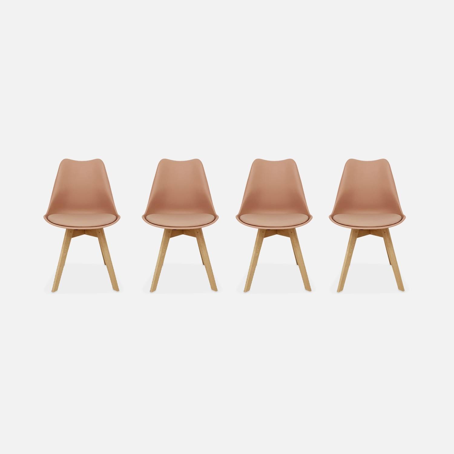 4er Set Skandinavische Stühle Nils, Altrosa, Beine aus Buchenholz, 1 Sitzplatz