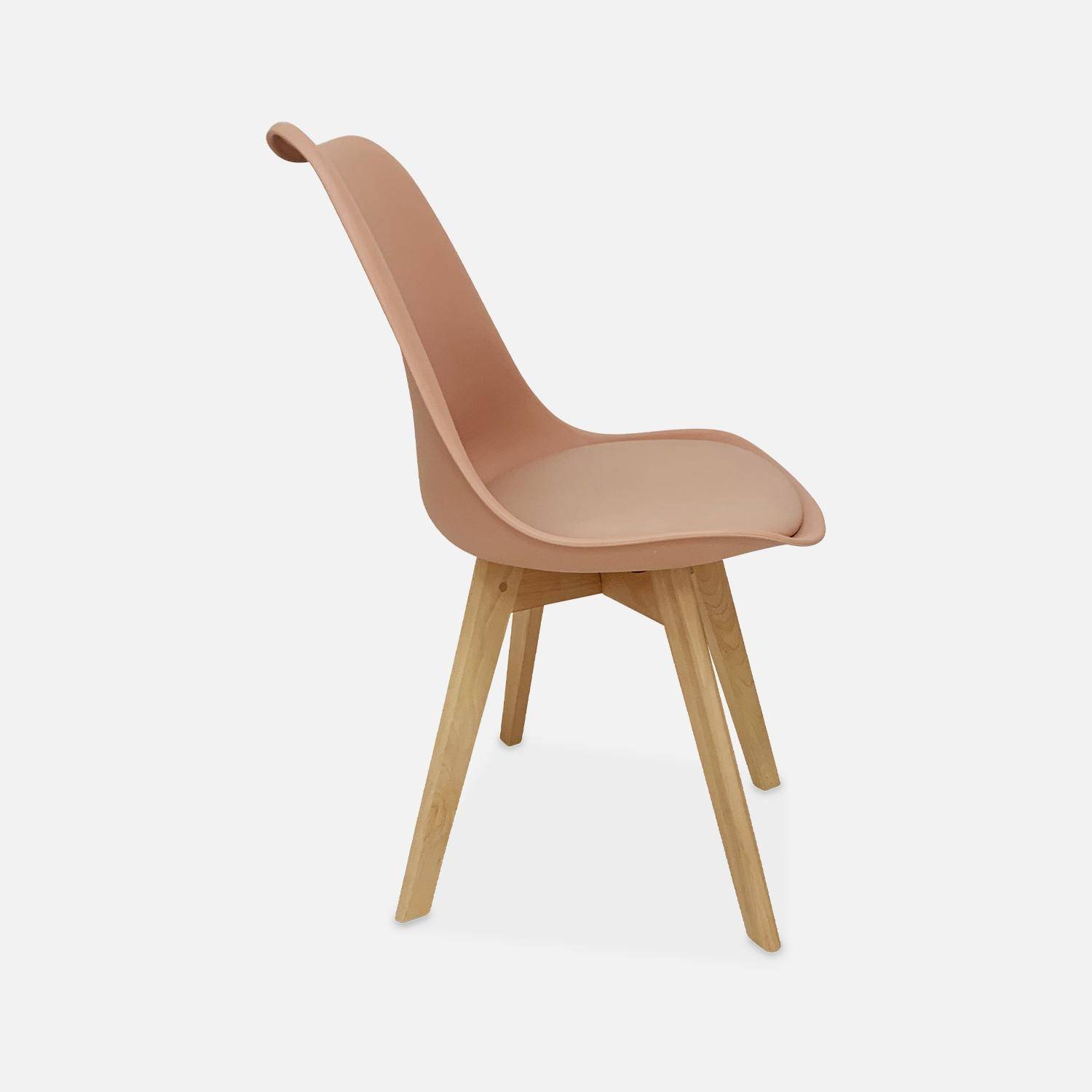 Lot de 4 chaises scandinaves, pieds bois de hêtre, fauteuils 1 place, vieux rose Photo5