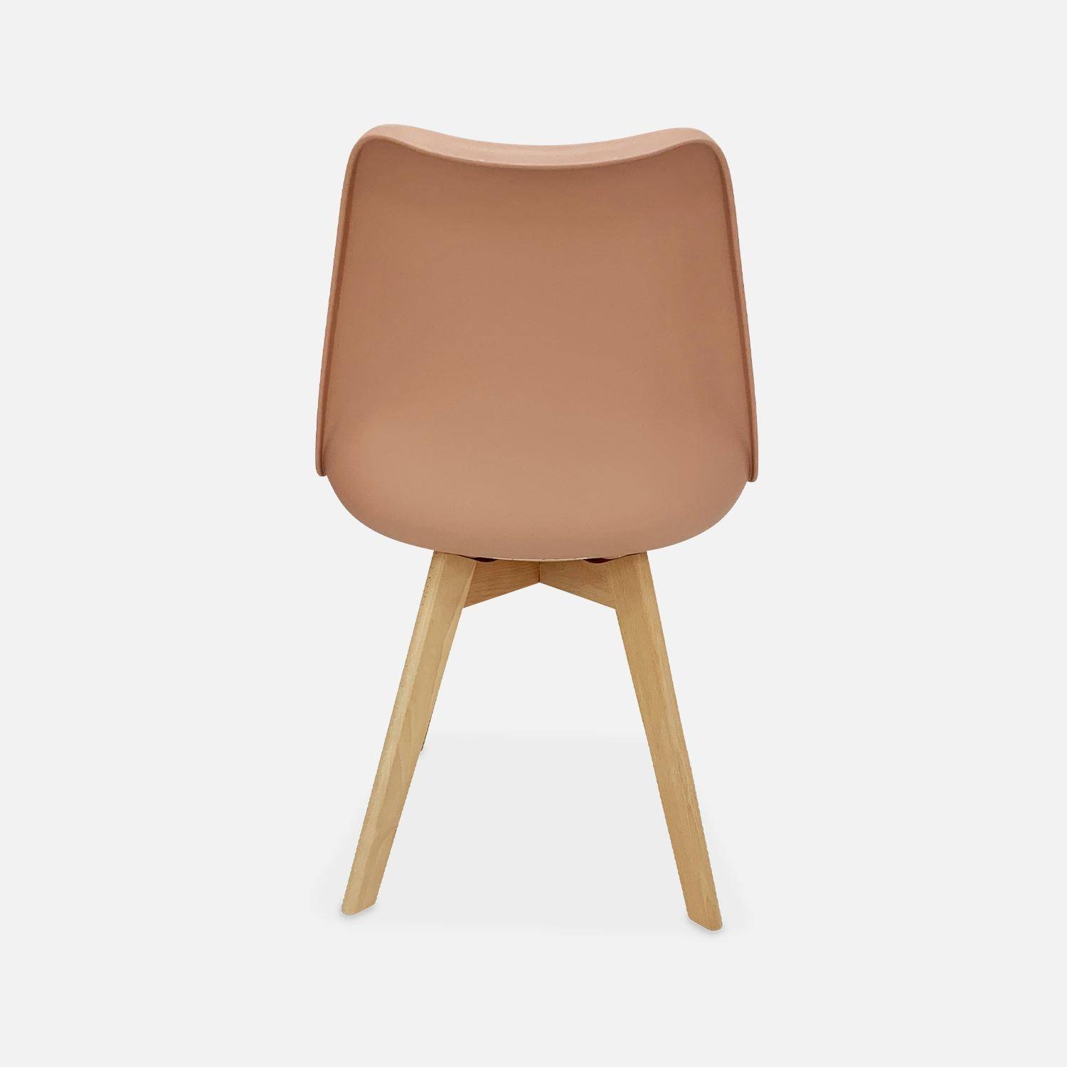 Lot de 4 chaises scandinaves, pieds bois de hêtre, fauteuils 1 place, vieux rose Photo6