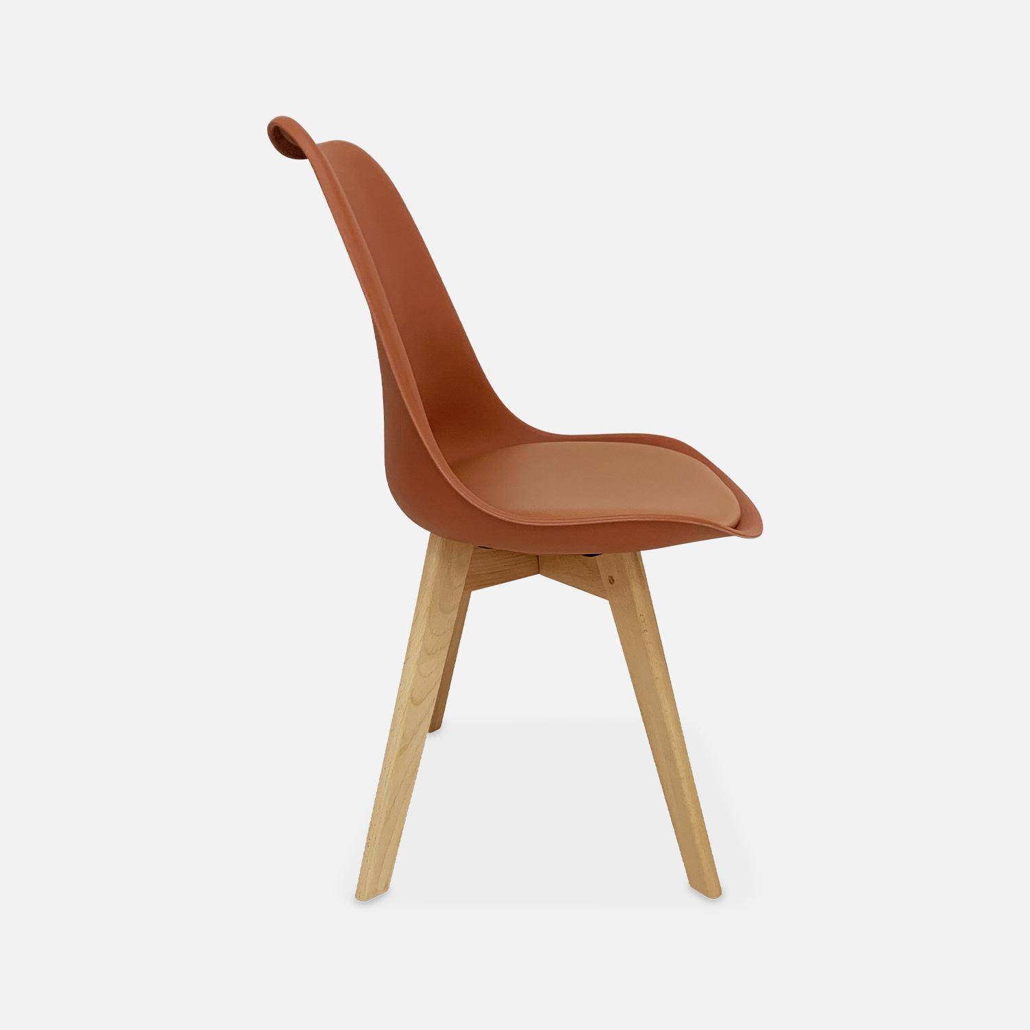Conjunto de 4 sillas escandinavas, patas de madera de haya, asientos individuales, terracota Photo6
