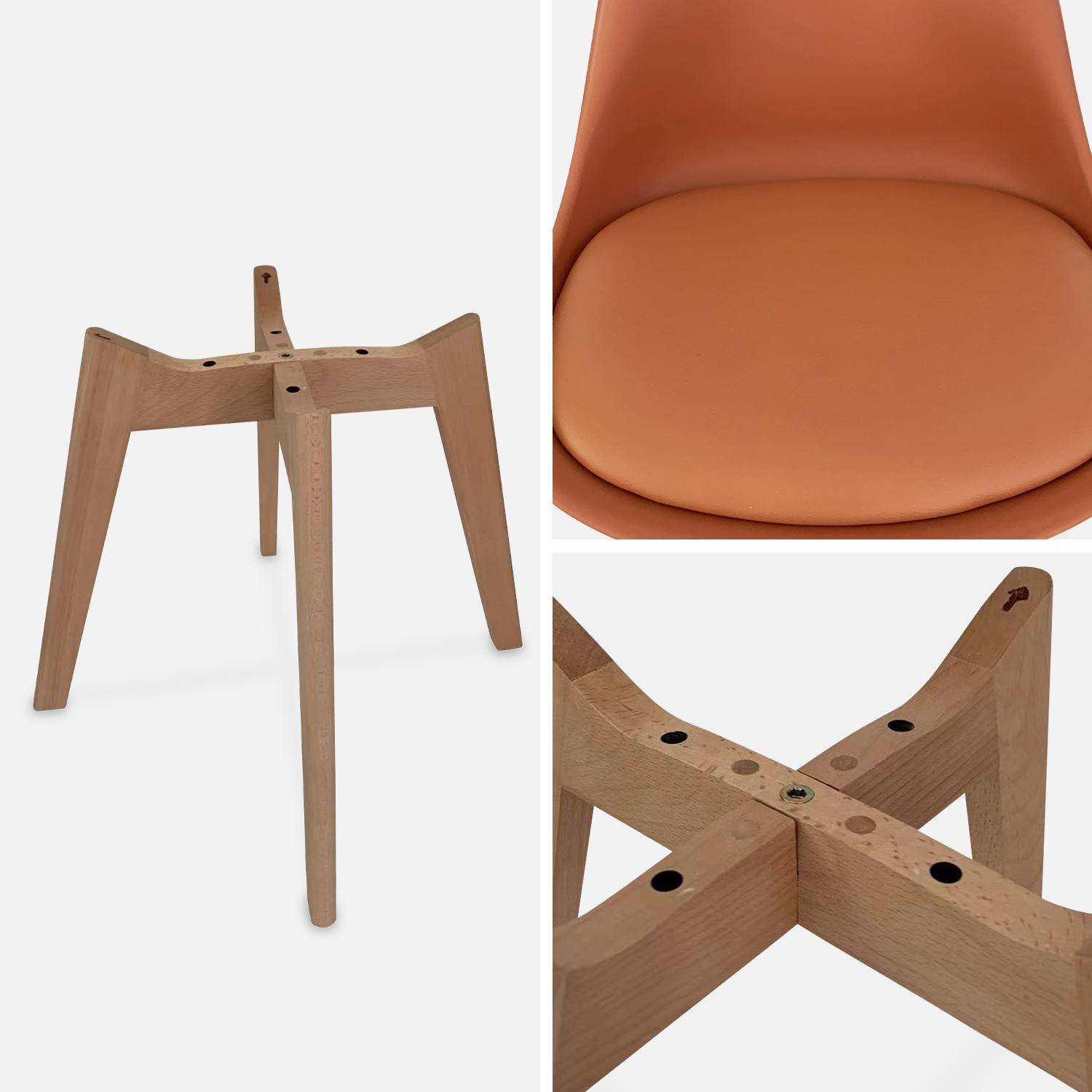 Conjunto de 4 sillas escandinavas, patas de madera de haya, asientos individuales, terracota,sweeek,Photo8
