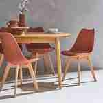 Conjunto de 4 sillas escandinavas, patas de madera de haya, asientos individuales, terracota Photo1