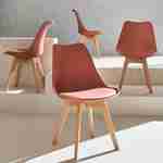 Lot de 4 chaises scandinaves, pieds bois de hêtre, fauteuils 1 place, terracotta Photo2