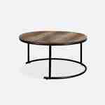 Pair of round, metal and wood-effect nesting coffee tables, 77x40x57cm - Loft Photo5