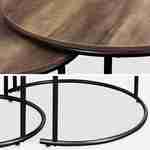 Pair of round, metal and wood-effect nesting coffee tables, 77x40x57cm - Loft Photo7