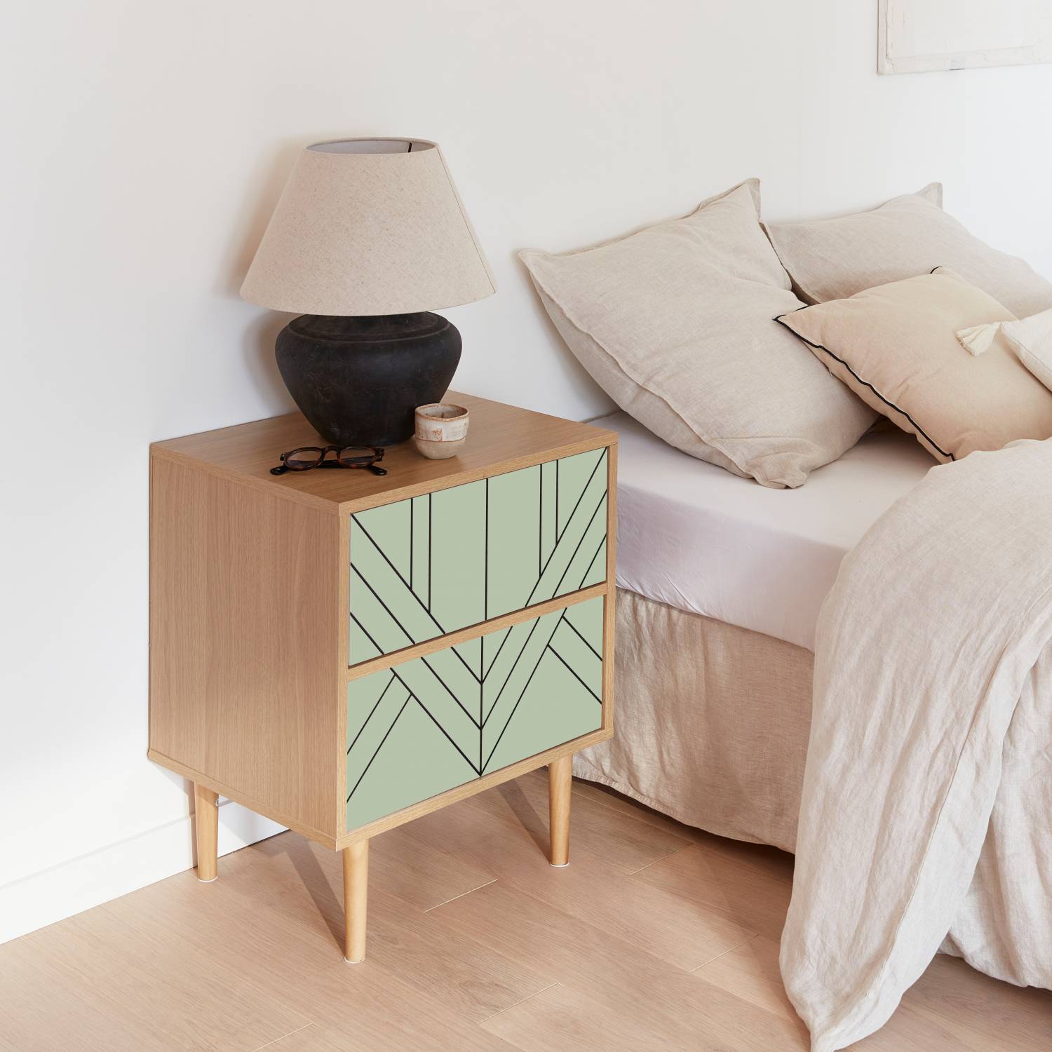 Nachtkastje | Bijzettafel Modern | Opbergkastje Met Infinity LED 40x40x30 Cm Betongrijs