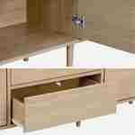 Buffet de rangement décor bois - Mika - 2 niveaux, 2 portes, 3 tiroirs, L 160 x l 40 x H 74cm Photo9
