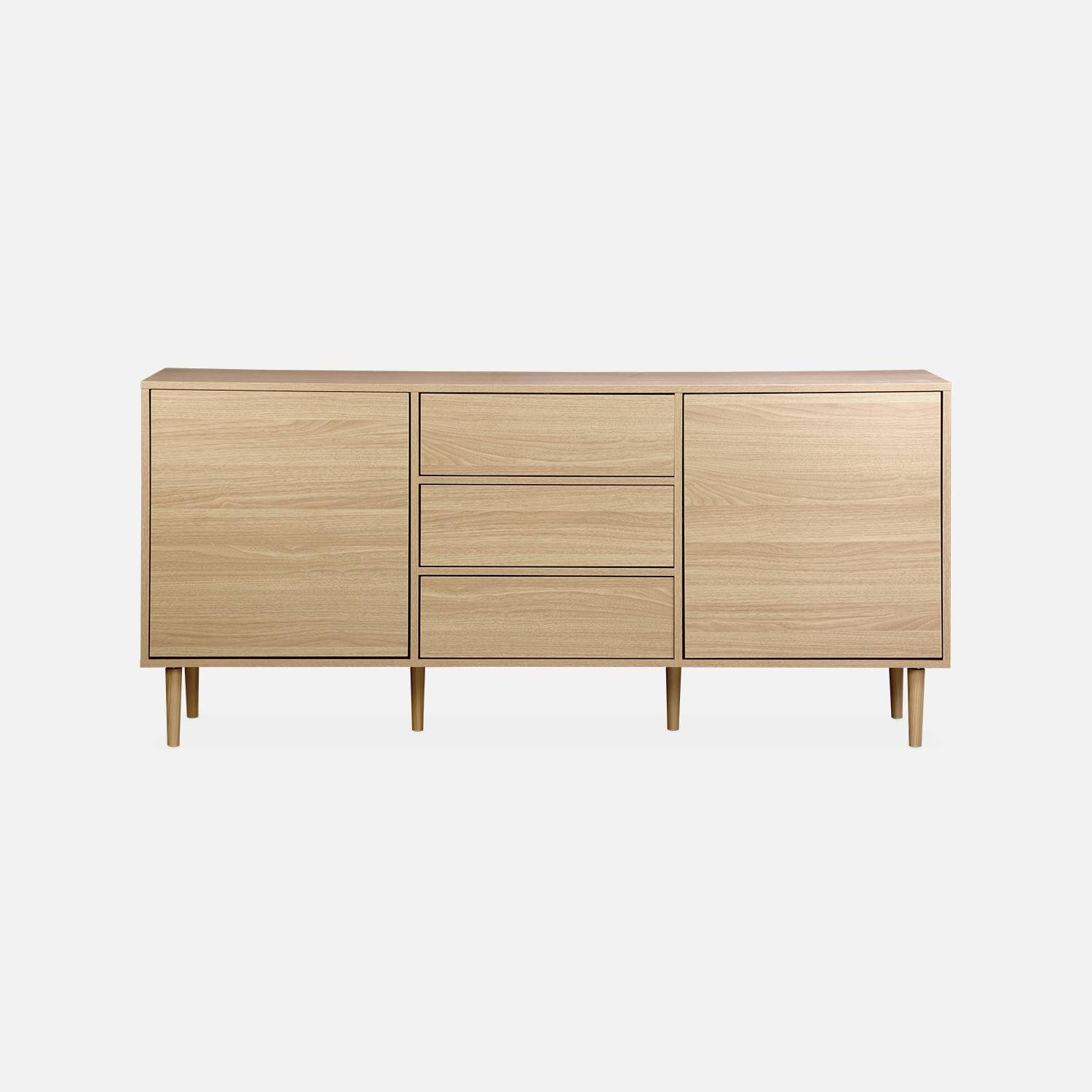 Credenza a 2 ante effetto legno, 160cm, Mika, Marrone naturale, 160x40x74 cm Photo4