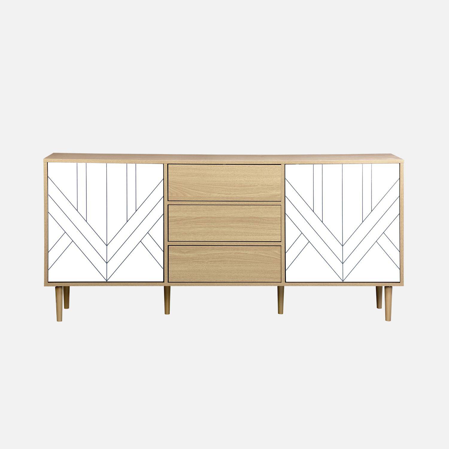 160cm wooden-effect sideboard, Mika, White, 160x40x74 cm Photo4